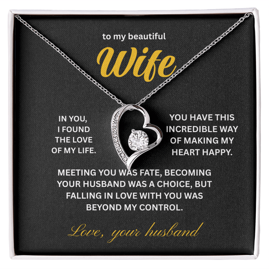 ShineOn Fulfillment Jewelry 14k White Gold Finish / Standard Box Husband->Wife - Forever Love Necklace - GHR1279