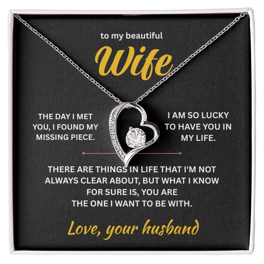 ShineOn Fulfillment Jewelry 14k White Gold Finish / Standard Box Husband=>Wife - Forever Love Necklace - GHR1282