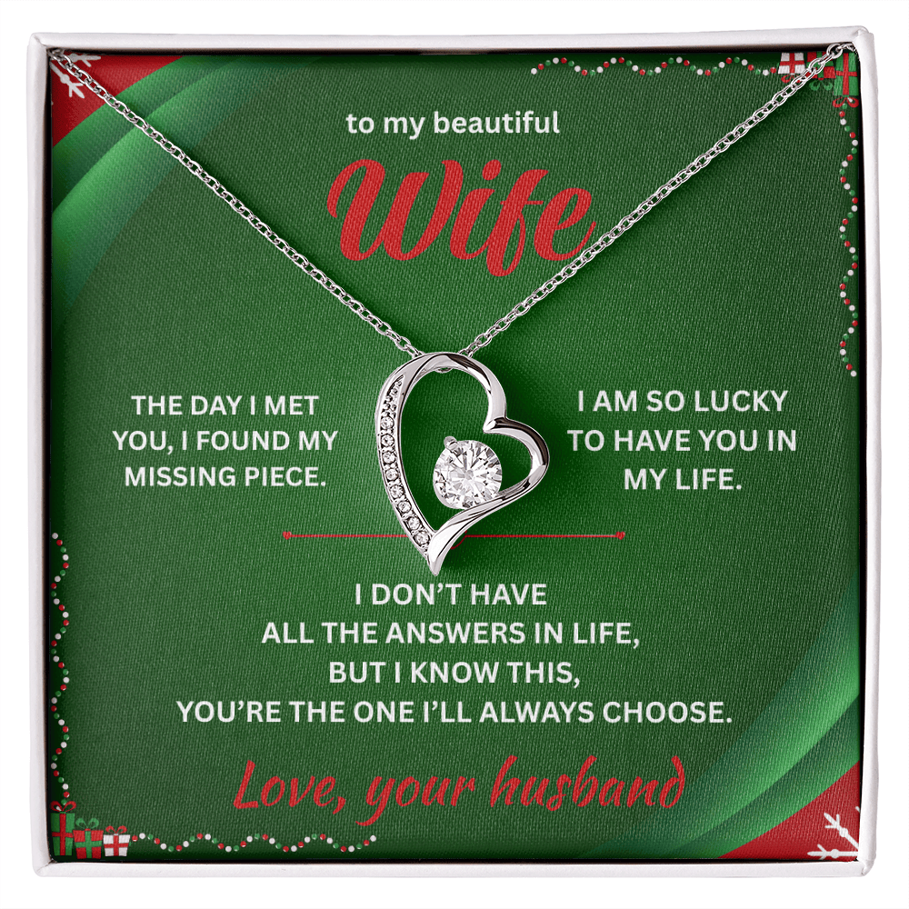 ShineOn Fulfillment Jewelry 14k White Gold Finish / Standard Box Husband=>Wife - Forever Love Necklace - GHR1285