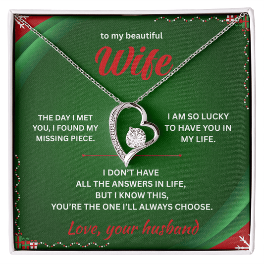 ShineOn Fulfillment Jewelry 14k White Gold Finish / Standard Box Husband=>Wife - Forever Love Necklace - GHR1285