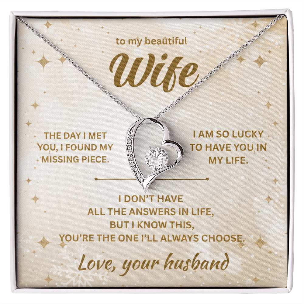 ShineOn Fulfillment Jewelry 14k White Gold Finish / Standard Box Husband=>Wife - Forever Love Necklace - GHR1288
