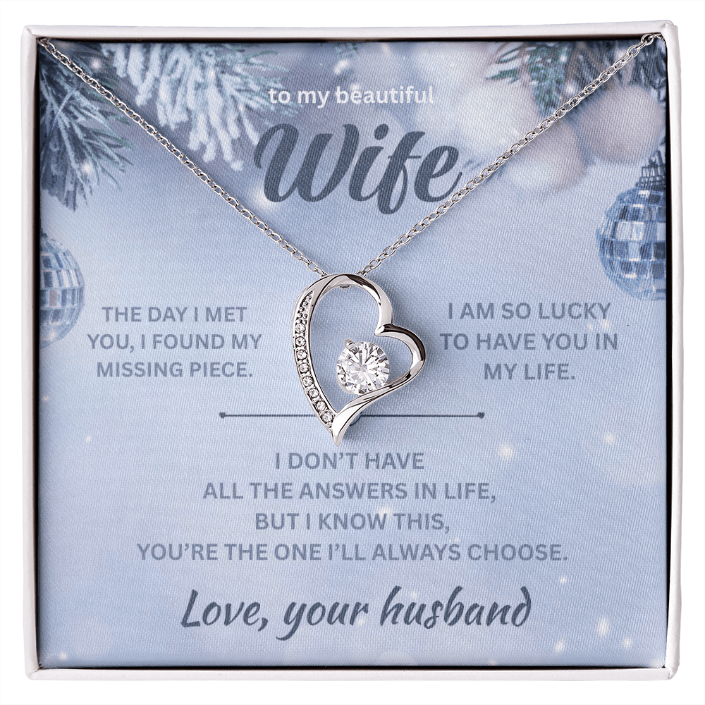 ShineOn Fulfillment Jewelry 14k White Gold Finish / Standard Box Husband=>Wife - Forever Love Necklace - GHR1291
