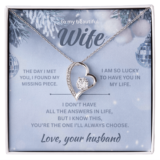 ShineOn Fulfillment Jewelry 14k White Gold Finish / Standard Box Husband=>Wife - Forever Love Necklace - GHR1291