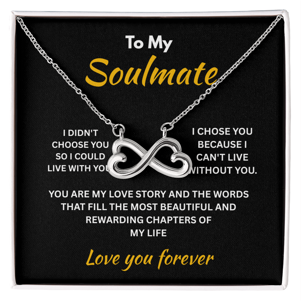 ShineOn Fulfillment Jewelry 14k White Gold Finish / Standard Box Soulmate - Endless Love Necklace - GHR1298