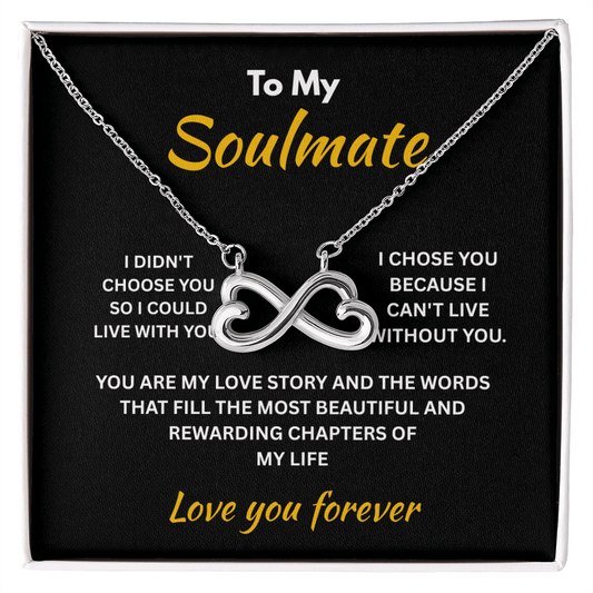 ShineOn Fulfillment Jewelry 14k White Gold Finish / Standard Box Soulmate - Endless Love Necklace - GHR1298