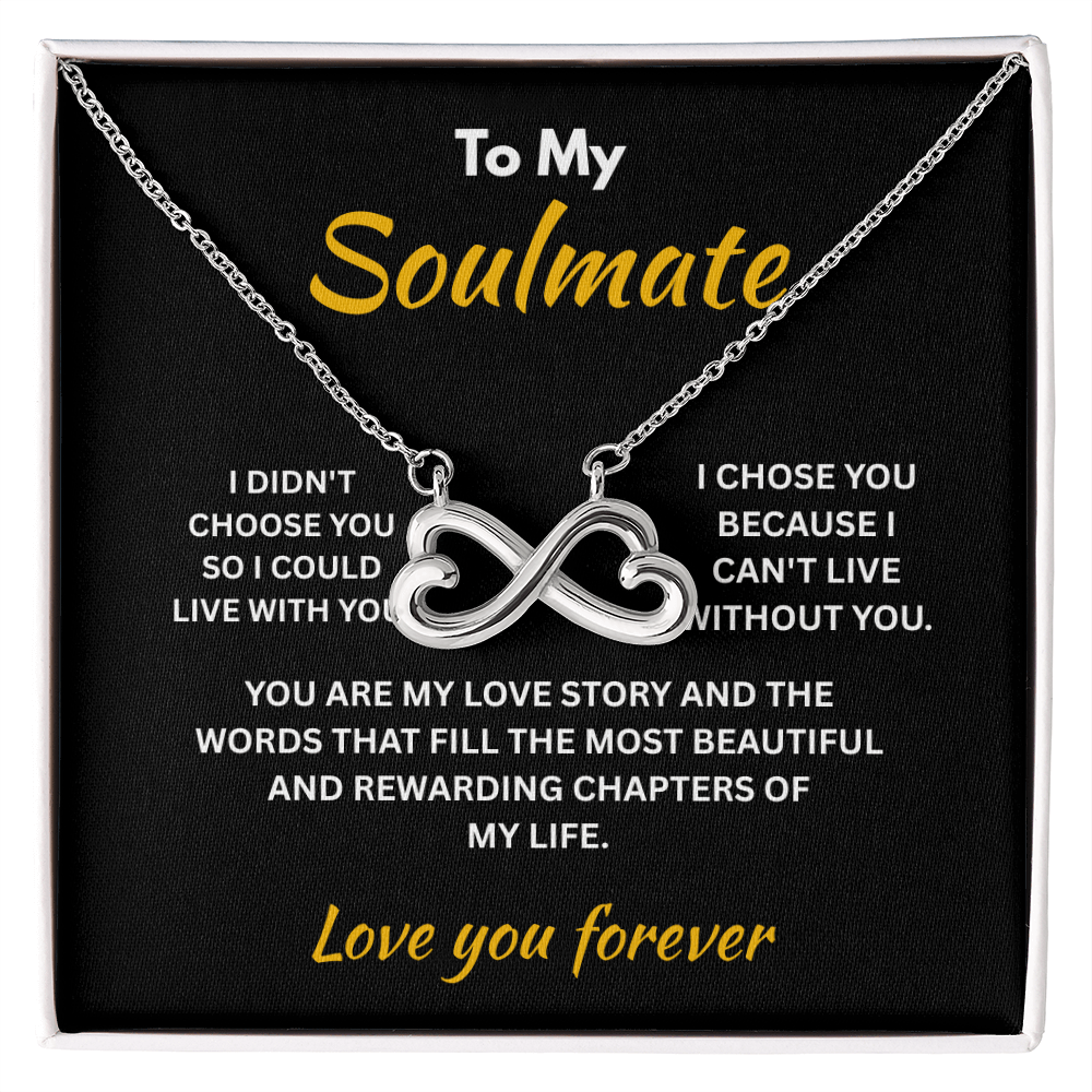 ShineOn Fulfillment Jewelry 14k White Gold Finish / Standard Box Soulmate - Endless Love Necklace - GHR1305