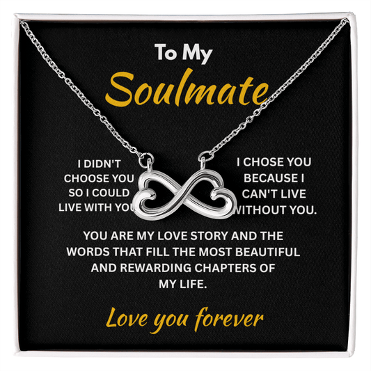 ShineOn Fulfillment Jewelry 14k White Gold Finish / Standard Box Soulmate - Endless Love Necklace - GHR1305