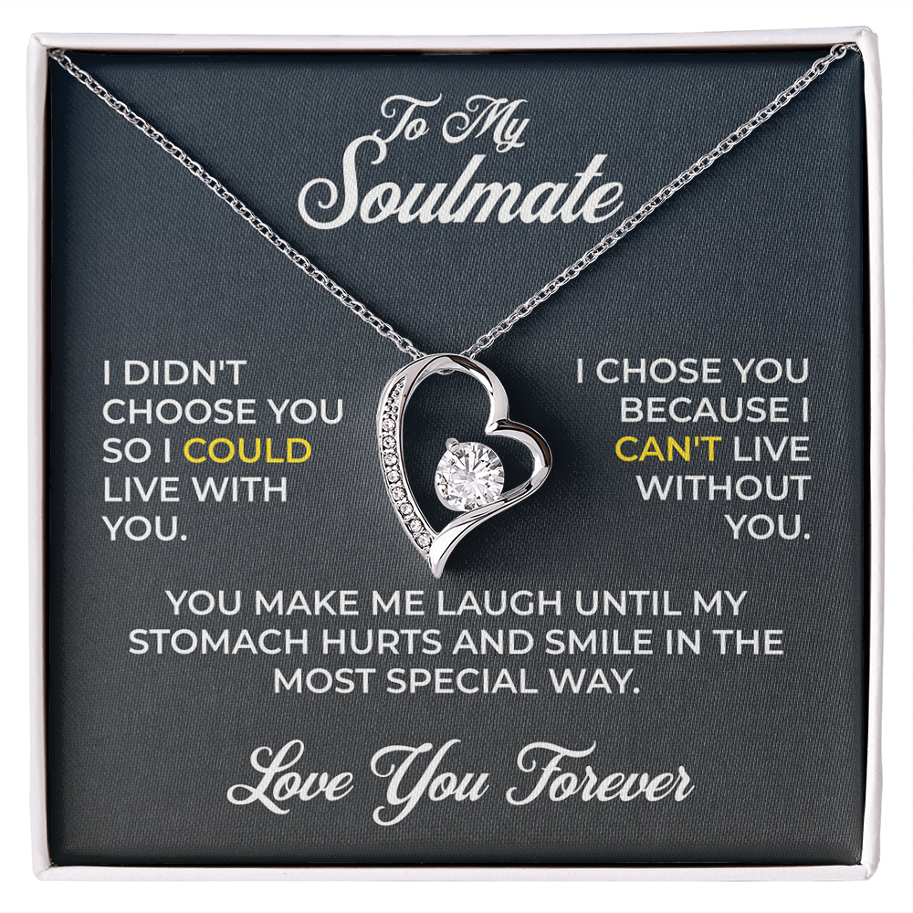 ShineOn Fulfillment Jewelry 14k White Gold Finish / Standard Box Soulmate - Forever Love Necklace - GHR1255