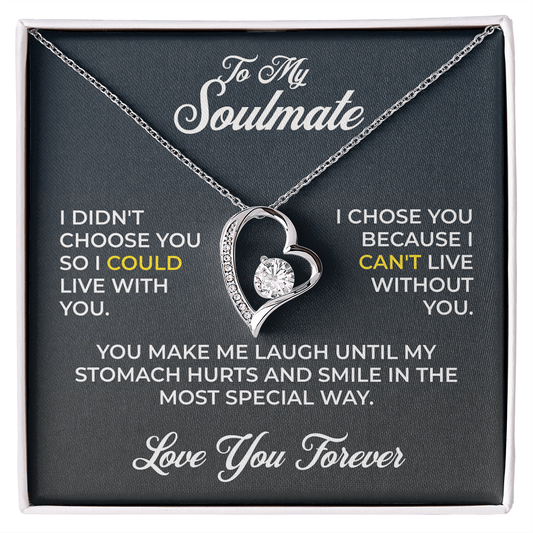 ShineOn Fulfillment Jewelry 14k White Gold Finish / Standard Box Soulmate - Forever Love Necklace - GHR1255
