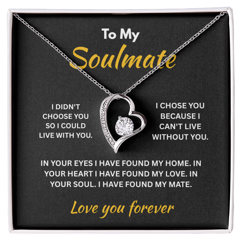 ShineOn Fulfillment Jewelry 14k White Gold Finish / Standard Box Soulmate - Forever Love Necklace - GHR1294