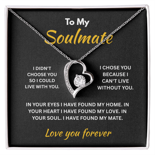 ShineOn Fulfillment Jewelry 14k White Gold Finish / Standard Box Soulmate - Forever Love Necklace - GHR1294