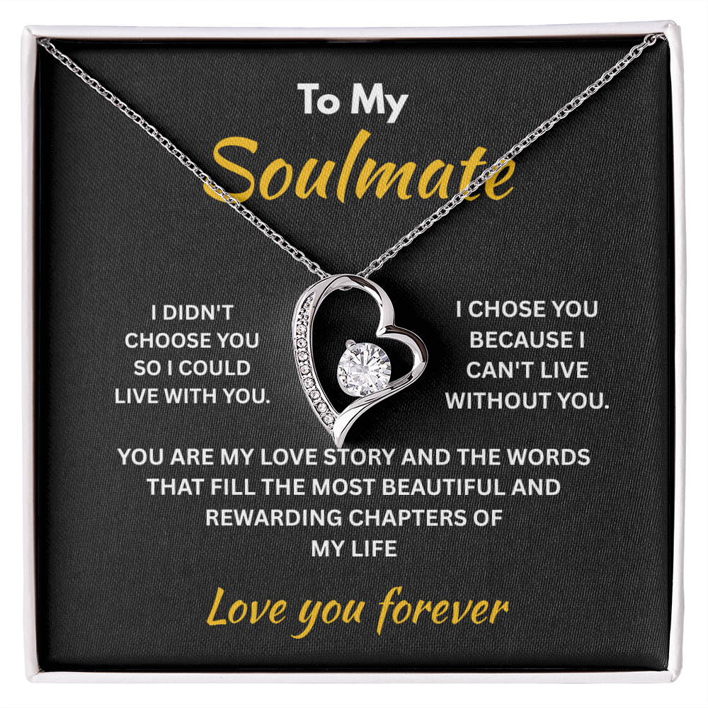 ShineOn Fulfillment Jewelry 14k White Gold Finish / Standard Box Soulmate - Forever Love Necklace - GHR1297