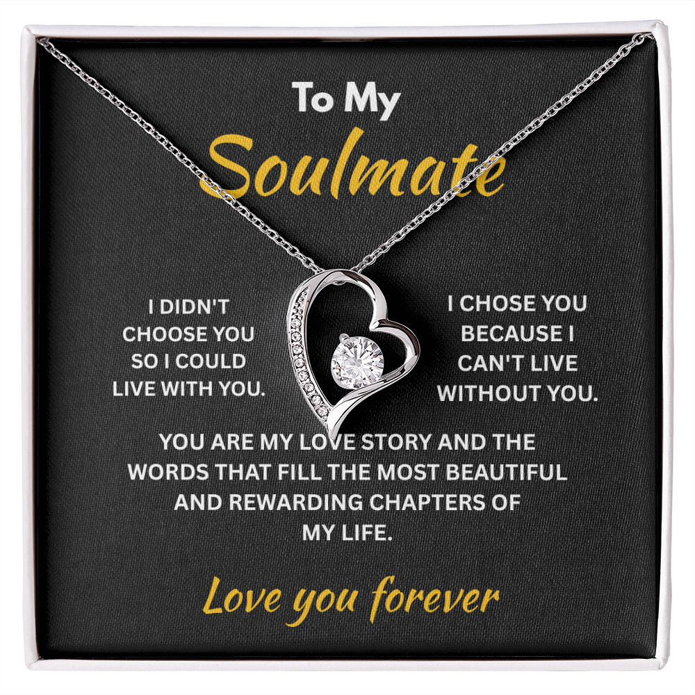 ShineOn Fulfillment Jewelry 14k White Gold Finish / Standard Box Soulmate - Forever Love Necklace - GHR1304