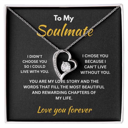 ShineOn Fulfillment Jewelry 14k White Gold Finish / Standard Box Soulmate - Forever Love Necklace - GHR1304