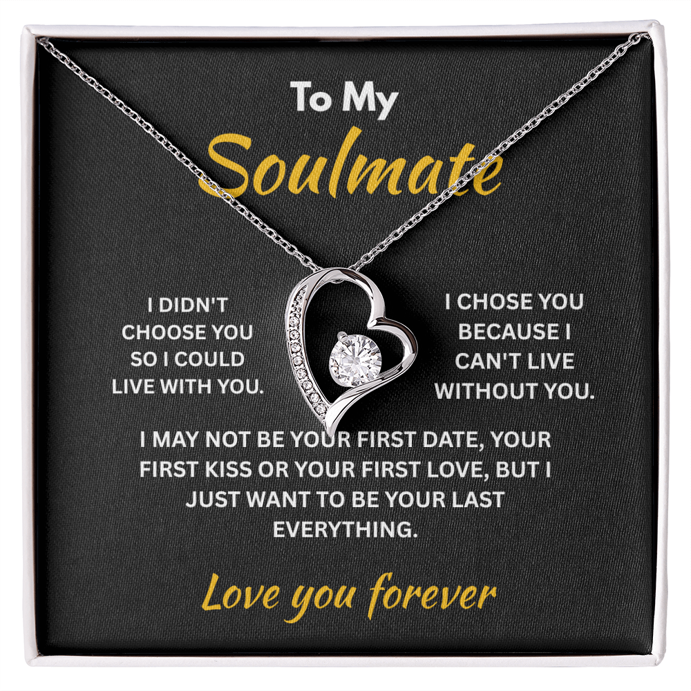 ShineOn Fulfillment Jewelry 14k White Gold Finish / Standard Box Soulmate - Forever Love Necklace - GHR1309