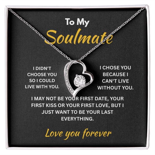 ShineOn Fulfillment Jewelry 14k White Gold Finish / Standard Box Soulmate - Forever Love Necklace - GHR1309