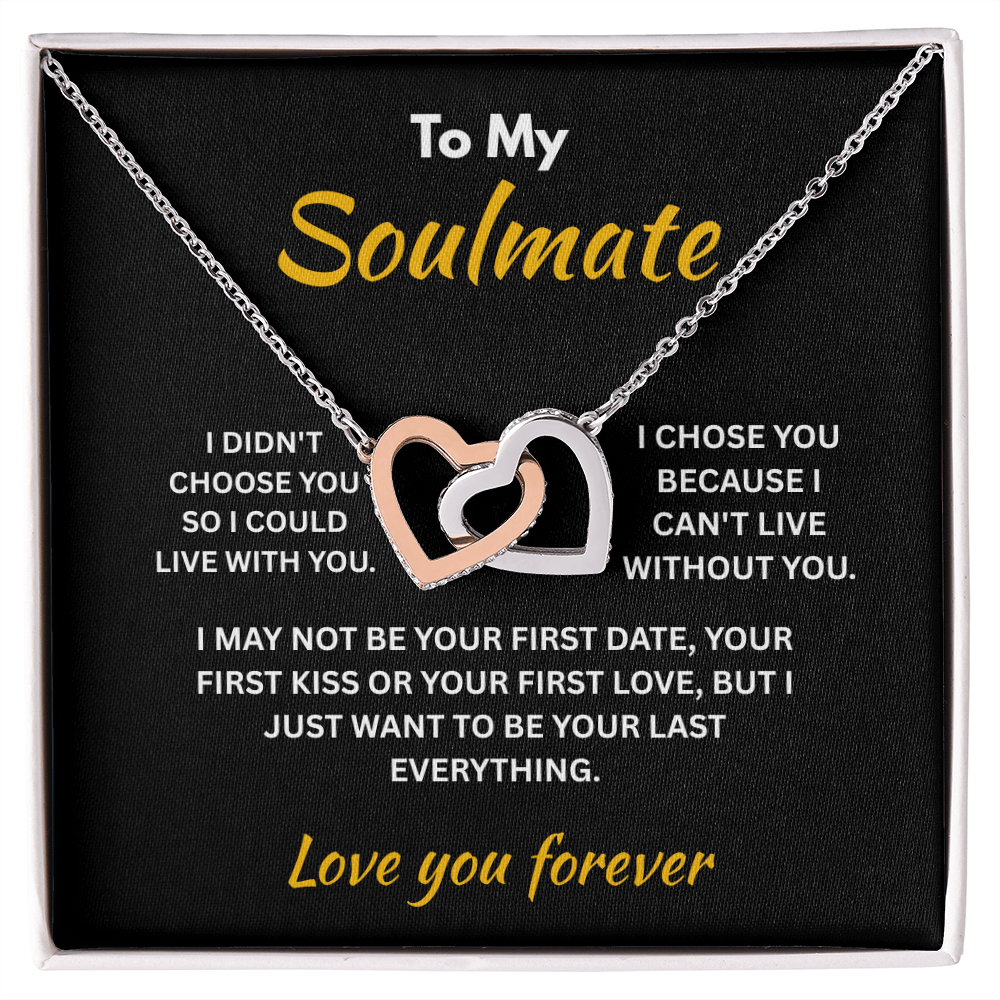 ShineOn Fulfillment Jewelry 14k White Gold Finish / Standard Box Soulmate - Interlocking Hearts Necklace - GHR1312