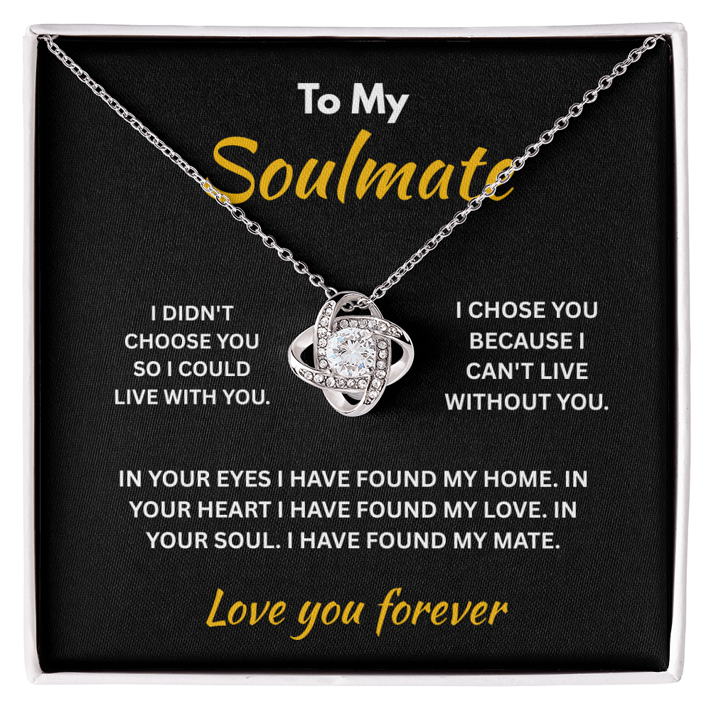 ShineOn Fulfillment Jewelry 14K White Gold Finish / Standard Box Soulmate - Love Knot Necklace - GHR1296