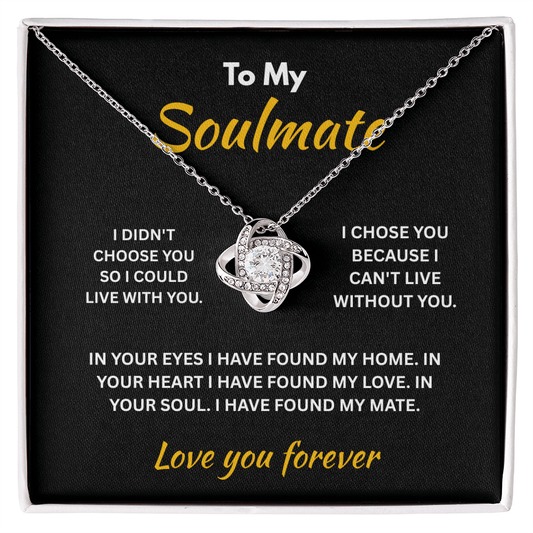 ShineOn Fulfillment Jewelry 14K White Gold Finish / Standard Box Soulmate - Love Knot Necklace - GHR1296