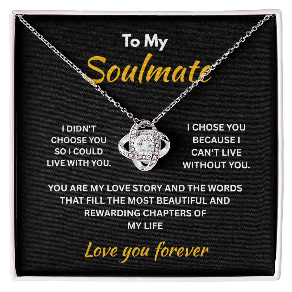 ShineOn Fulfillment Jewelry 14K White Gold Finish / Standard Box Soulmate - Love Knot Necklace - GHR1299