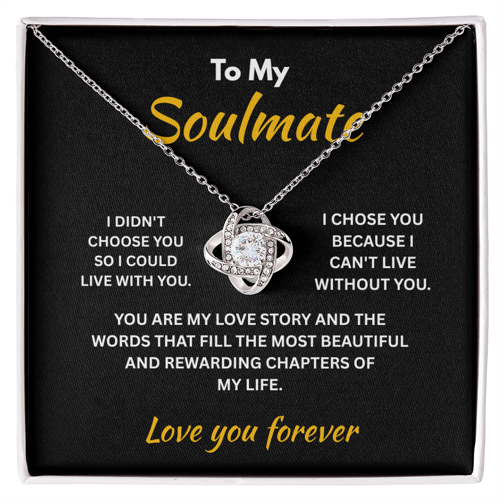 ShineOn Fulfillment Jewelry 14K White Gold Finish / Standard Box Soulmate - Love Knot Necklace - GHR1306