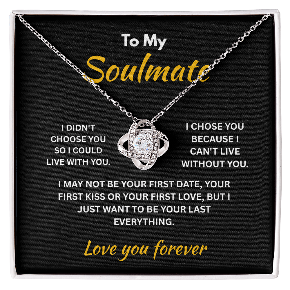 ShineOn Fulfillment Jewelry 14K White Gold Finish / Standard Box Soulmate - Love Knot Necklace - GHR1311