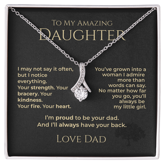 ShineOn Fulfillment Jewelry 14k White Gold Finish / Standard Box To My Amazing Daughter - Alluring Beauty Necklace - GHR1188