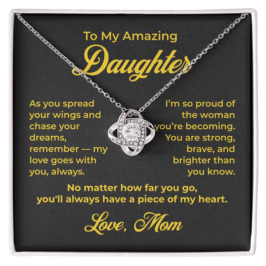 ShineOn Fulfillment Jewelry 14K White Gold Finish / Standard Box To My Amazing Daughter - Love Knot Necklace - GHR1185