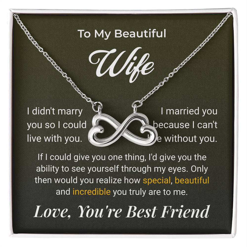 ShineOn Fulfillment Jewelry 14k White Gold Finish / Standard Box To My Beautiful Wife Endless Love Necklace - GHR1262
