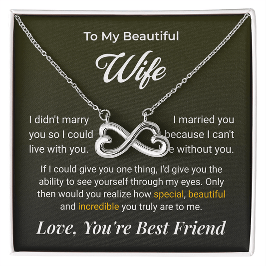 ShineOn Fulfillment Jewelry 14k White Gold Finish / Standard Box To My Beautiful Wife Endless Love Necklace - GHR1262