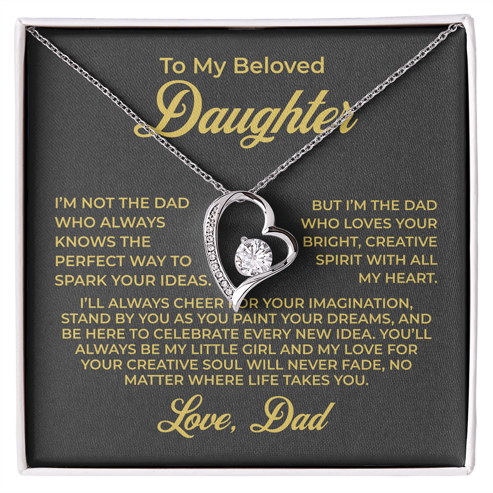 ShineOn Fulfillment Jewelry 14k White Gold Finish / Standard Box To My Beloved Daughter - Forever Love Necklace - GHR1093