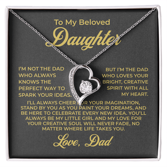 ShineOn Fulfillment Jewelry 14k White Gold Finish / Standard Box To My Beloved Daughter - Forever Love Necklace - GHR1093