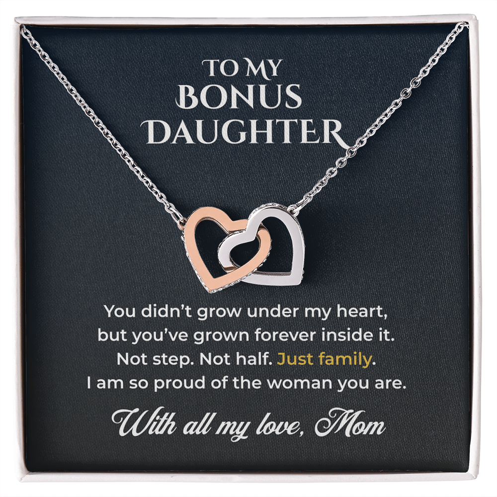 ShineOn Fulfillment Jewelry 14k White Gold Finish / Standard Box To My Bonus Daughter – Just Family - GHR1220