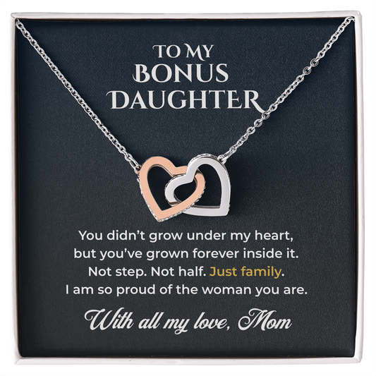 ShineOn Fulfillment Jewelry 14k White Gold Finish / Standard Box To My Bonus Daughter – Just Family - GHR1220