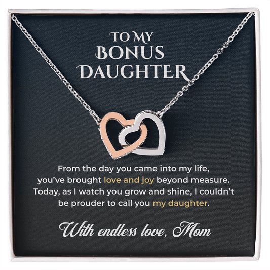 ShineOn Fulfillment Jewelry 14k White Gold Finish / Standard Box To My Bonus Daughter – Milestone Pride - GHR1222