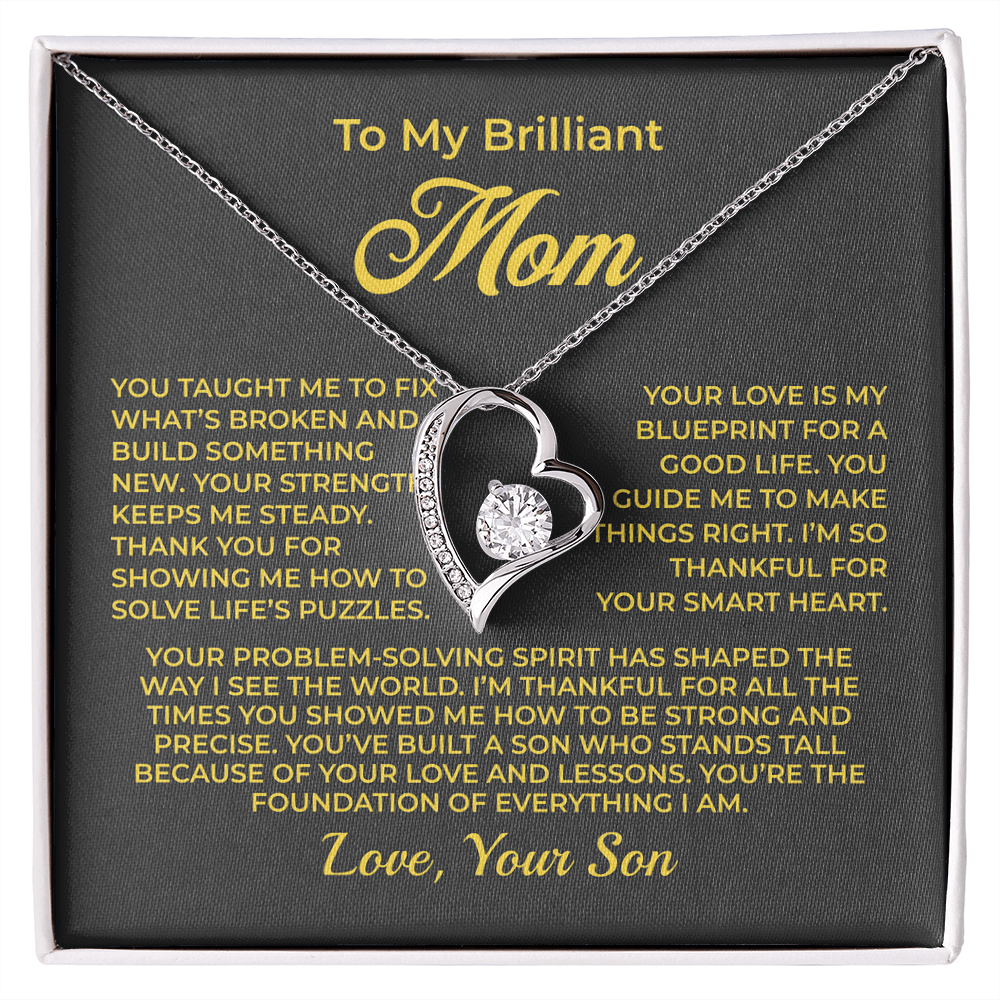 ShineOn Fulfillment Jewelry 14k White Gold Finish / Standard Box To My Brilliant Mom - Forever Love Necklace - GHR1096
