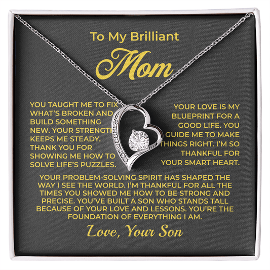 ShineOn Fulfillment Jewelry 14k White Gold Finish / Standard Box To My Brilliant Mom - Forever Love Necklace - GHR1096