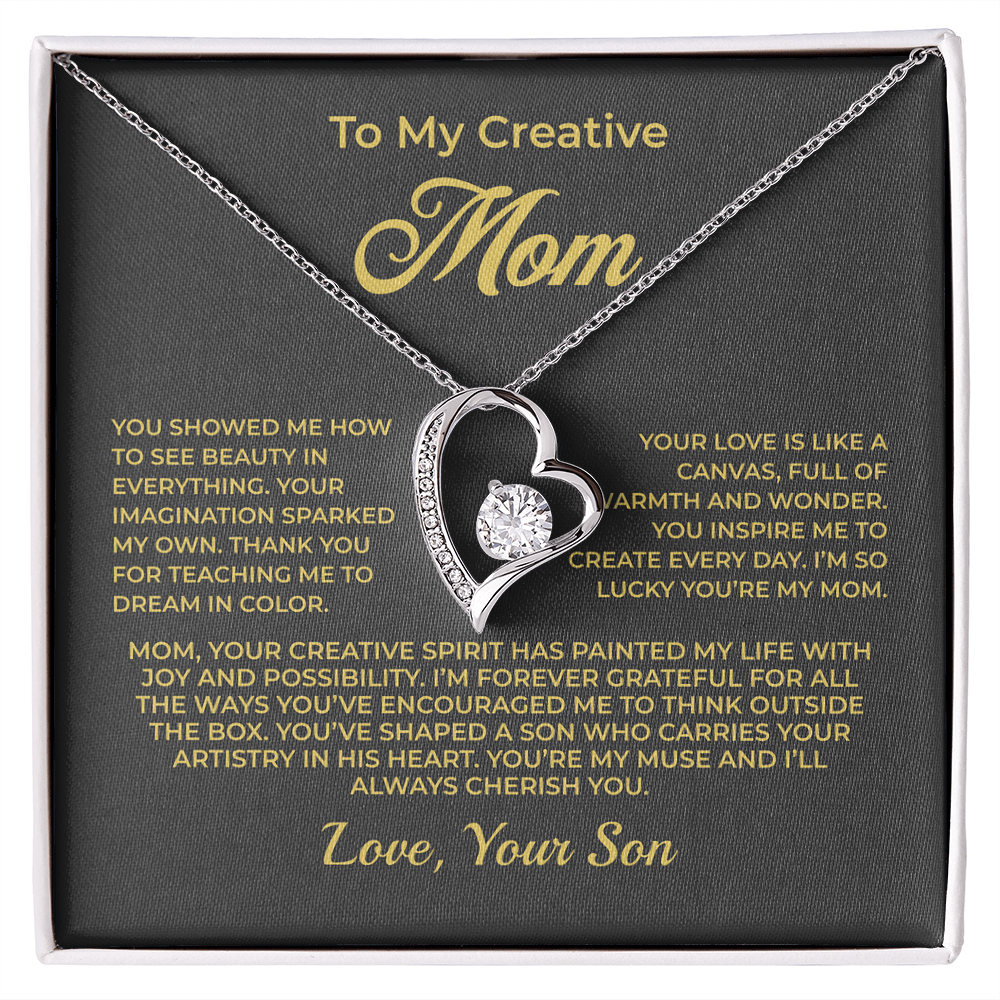 ShineOn Fulfillment Jewelry 14k White Gold Finish / Standard Box To My Creative Mom - Forever Love Necklace - GHR1092