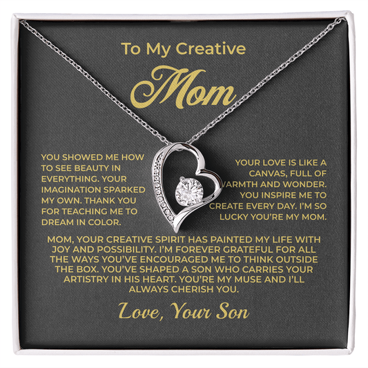 ShineOn Fulfillment Jewelry 14k White Gold Finish / Standard Box To My Creative Mom - Forever Love Necklace - GHR1092