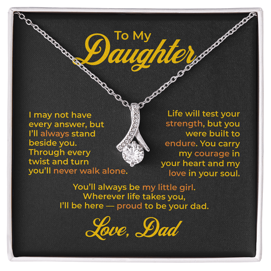 ShineOn Fulfillment Jewelry 14k White Gold Finish / Standard Box To My Daughter – Alluring Beauty Necklace - GHR1196
