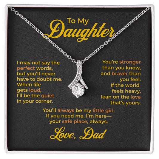 ShineOn Fulfillment Jewelry 14k White Gold Finish / Standard Box To My Daughter – Alluring Beauty Necklace - GHR1198
