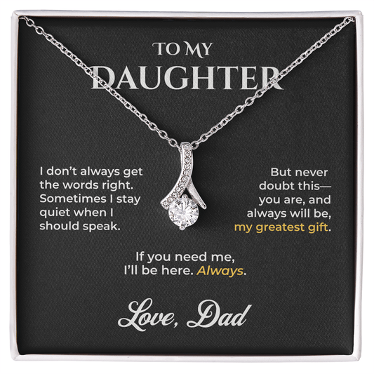 ShineOn Fulfillment Jewelry 14k White Gold Finish / Standard Box To My Daughter - Alluring Beauty Necklace - GHR1199