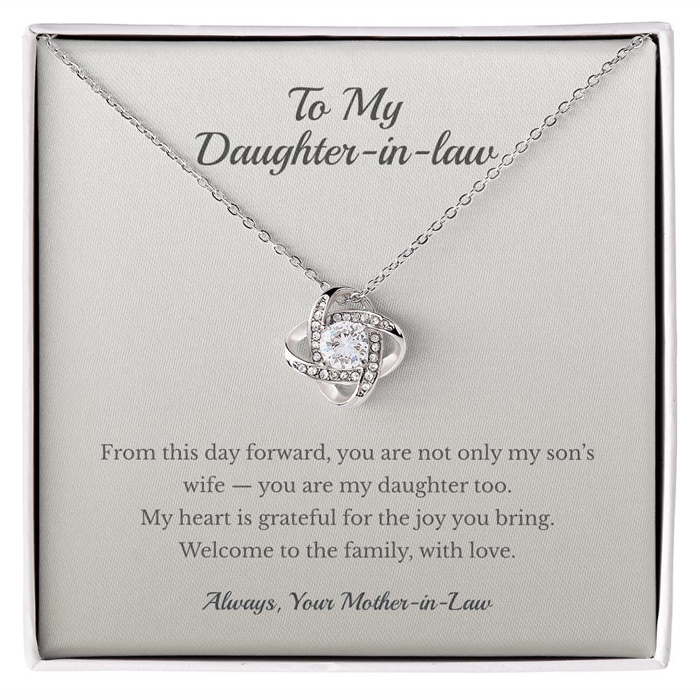 ShineOn Fulfillment Jewelry 14K White Gold Finish / Standard Box To My Daughter-in-Law – Welcome to the Family - GHR1208