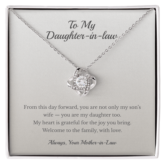 ShineOn Fulfillment Jewelry 14K White Gold Finish / Standard Box To My Daughter-in-Law – Welcome to the Family - GHR1208