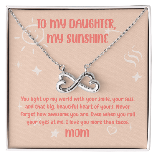ShineOn Fulfillment Jewelry 14k White Gold Finish / Standard Box To My Daughter, My Sunshine - Endless Love Necklace - GHR1158