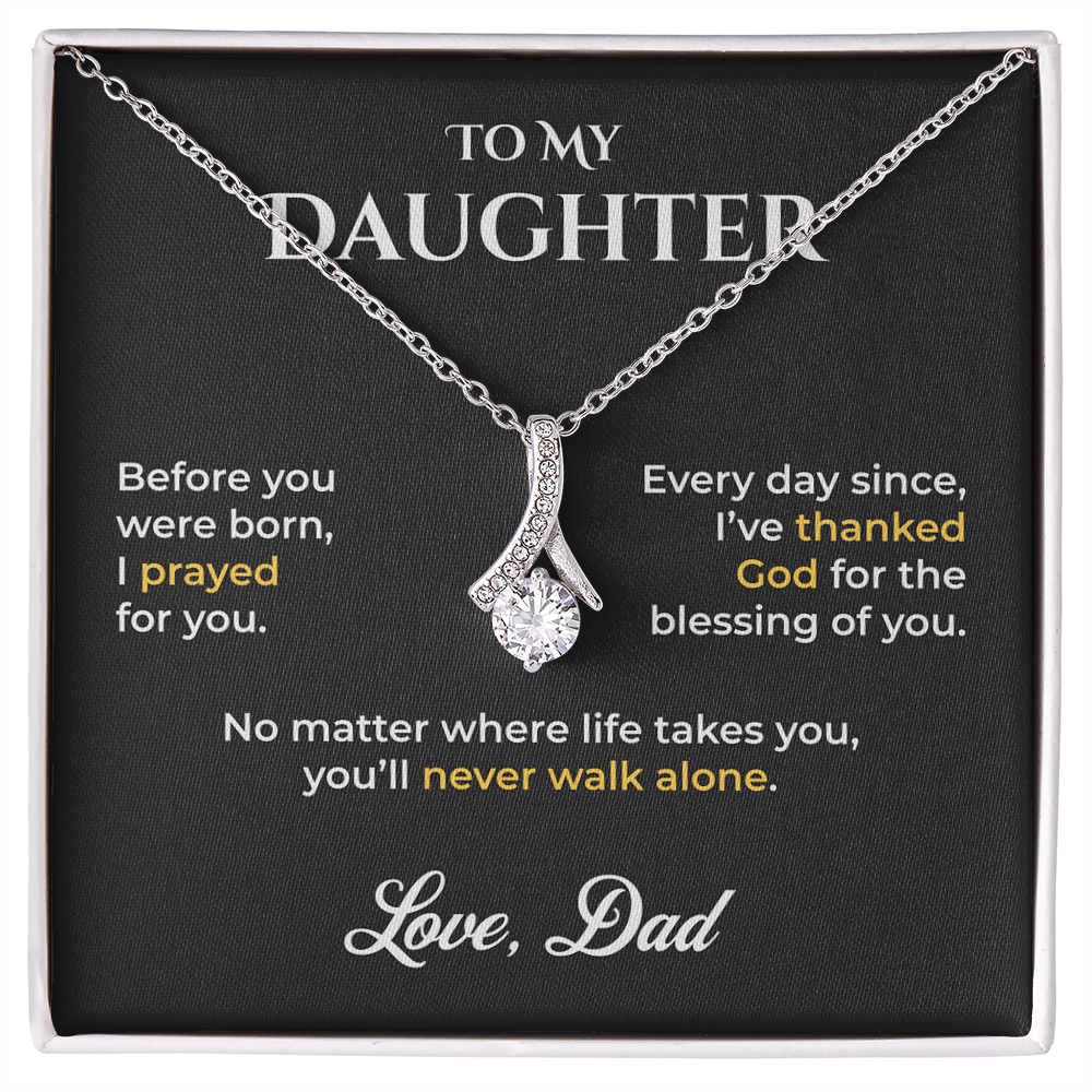 ShineOn Fulfillment Jewelry 14k White Gold Finish / Standard Box To My Daughter Necklace – God's Blessing from Dad - GHR1201