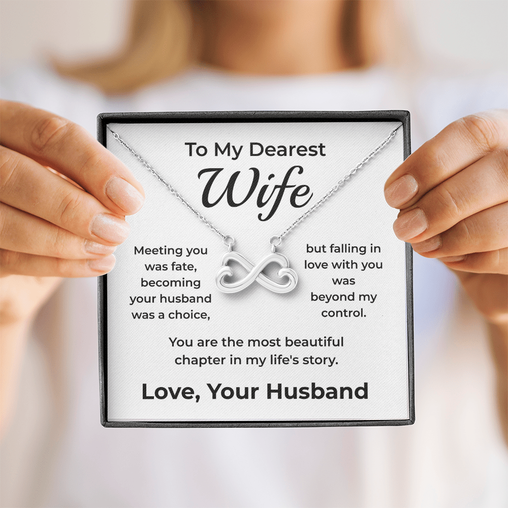 ShineOn Fulfillment Jewelry 14k White Gold Finish / Standard Box To My Dearest Wife – Endless-Love Necklace
