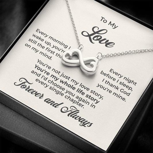 ShineOn Fulfillment Jewelry 14k White Gold Finish / Standard Box To My Love - Endless Love Necklace - GHR1159