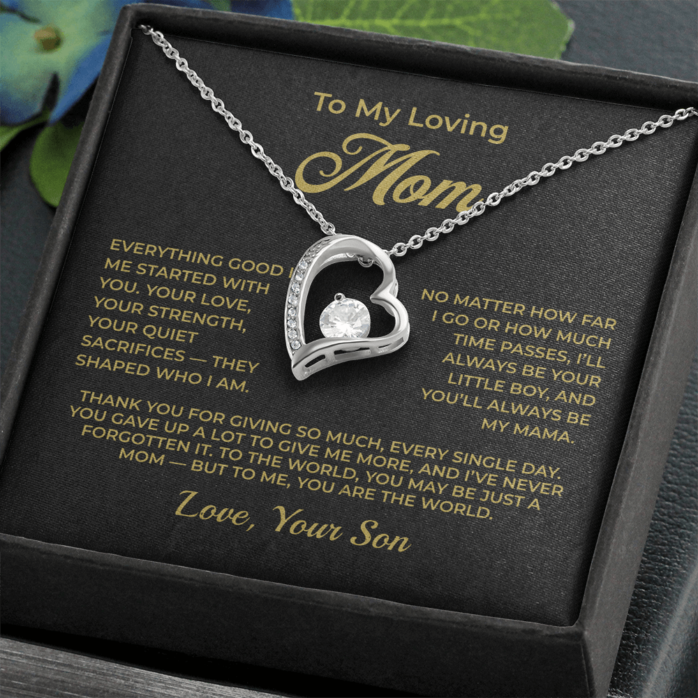 ShineOn Fulfillment Jewelry 14k White Gold Finish / Standard Box To My Loving Mom - Forever Love Necklace - GHR1086
