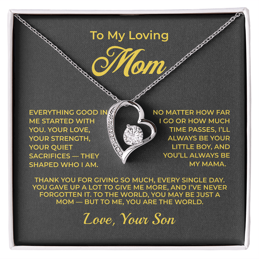 ShineOn Fulfillment Jewelry 14k White Gold Finish / Standard Box To My Loving Mom - Forever Love Necklace - GHR1150